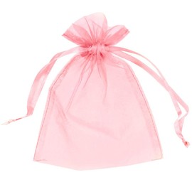 100 Organza Bags Wedding Favours Party Jewellery Pouches Mesh Drawstring Gift Wrap (7cm x 9cm, Baby Pink)