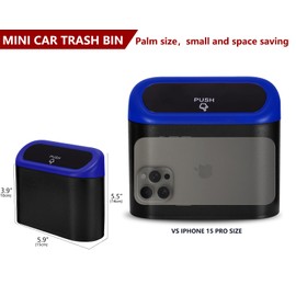 Ginsco Ginsco Mini Car Trash Can with Lid, Small Car Garbage Can, Cute Leakproof ABS Car Trash Bin, Car Accessories for Interior, Garbage Bin for Car, Home, Office with 60pcs Trash Bags