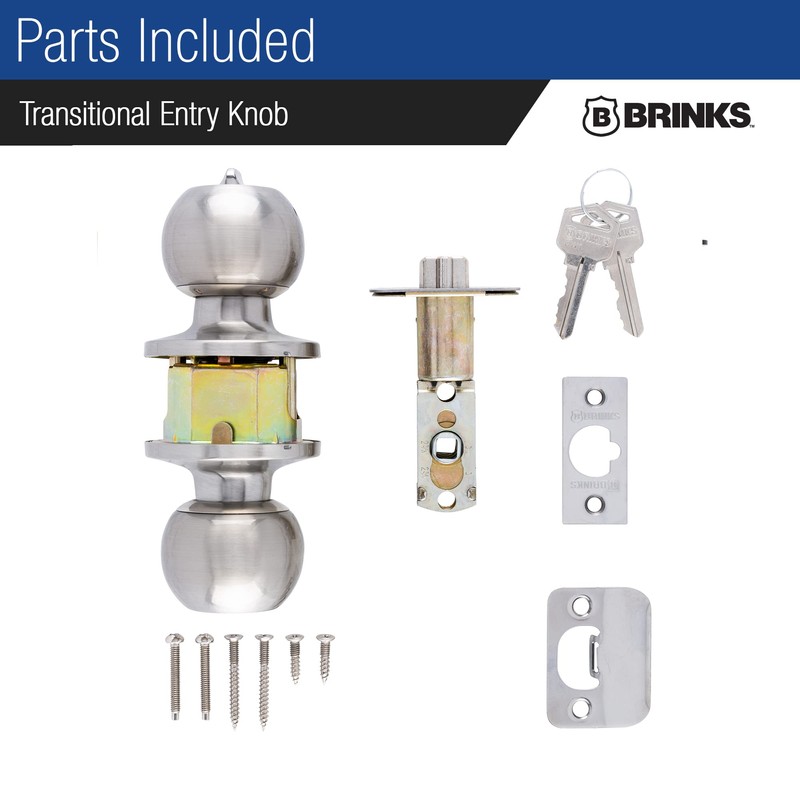 BRINKS – Transitional Keyed Entry Ball Door Knob, Satin Nickel