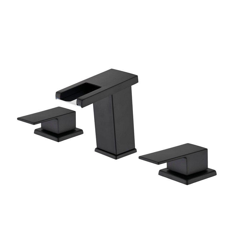 AVSIILE LED Bathroom Faucet 3 Hole, Matte Black Waterfall Bathroom