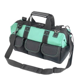 Haimenlite Women Heavy Duty Tool Bag with Molded base,Garden Storage Organizer for Tools,16 x 7.5 x 10.5 inches,600D Polyester Fabric(Teal)