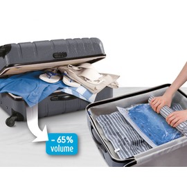 Domopak Living 8001410070692 Set 3 Travel Vacuum Pouches Medium, Transparent, Plastic, 0.2 x 40 x 50 cm