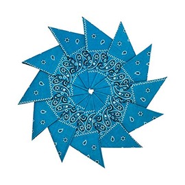 Junvena Cotton Bandanas 12 packs 22"X 22" Double Sides Printed Unisex Kerchief (Turquoise)