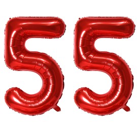 40” Red Number 55 Balloons Foil Helium Balloons Happy Birthday Balloons for Birthday Party Decorations and Anniversary Party Decor (Red-55)