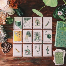 Green Glyphs Oracle Cards Deck with Prismatic Gold Foil Accents and Gilded Edges - 50 Cards and Guidebook by James R. EADS