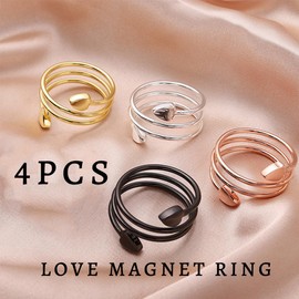 FENQURO Copper Magnetic Rings for Women Men Ultra Strong Magnets 99.99% Pure Copper Adjustable Size Pack of 4