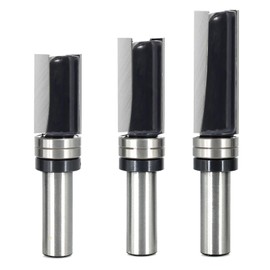 3Pcs Pattern Flush Trim Router Bit Set 1/2 Shank, 3/4" Cut Dia, Top Bearing Template Flush Trim Cut Router Bit, for Wood Edge Trimming, Height 1-1/4", 1-1/2", 2", by SICWOOD