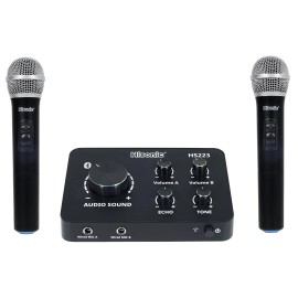 Hisonic New Hisonic HS223 Digital Smart Home Karaoke Sound Mixer Dual UHF Microphone