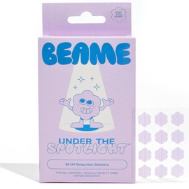 BEAME Under The Spotlight™ UV Detection Stickers — Sun Smart Tech That Shows When To Reapply — SPF & UV-Sensing — Water-Resistant & Skin-Safe — Vegan & Cruelty-Free — 36 Stickers, 12mm