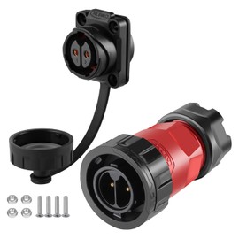 CNLINKO YM-20 2 PIN Waterproof Connector, IP68 Circular Connector, Quick Plugging Aviation Connector, PBT Plastic Shell Solder Connector M20 Male -Female Flange Socket (2 PIN)