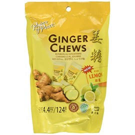 5 Packs of Prince of Peace 100 Percent Natural Ginger Candy Chews (Lemon, 4 Ounce)