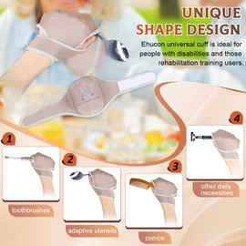 EHUCONWIB Universal Elastic Utensil Holder Cuff - Makes Mealtime Easier for Elderly or Individuals with Weak Grip (Pack of 1 Count)