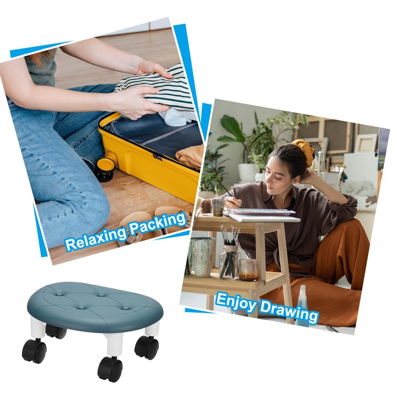 PATIKIL Low Rolling Stool with 360°Swivel Wheels for Cleaning Kitchen