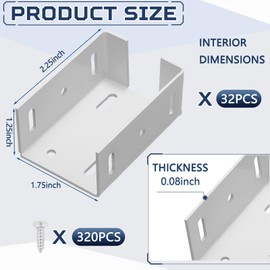 Hicarer 16 Pcs Heavy Duty Aluminum Fence Bracket with Screws for Vinyl Fencing Panel and Post Connection Deck Railing Bracket Kit Fits 2 3/4 Inch Rails