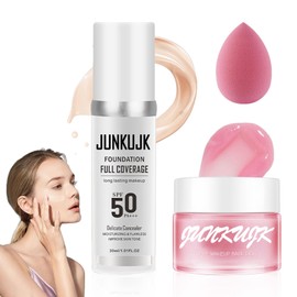 Color Changing Foundation Set,Flawless Liquid Foundation Full Coverage with Makeup Base Gel & Makeup Sponge Egg