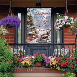 BlissYard Merry Christmas House Flag 28 x 40 Inch Double Sided Garden Flag with Psalm Christmas Tree Snowy Forest and Rocking Chair for Winter Yard Banner Porch Outdoor Decor