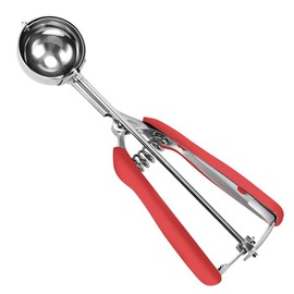 HOMURE H Medium Cookie Scoop, Cookie Dough Scoop, 2 Tablespoon Cookie Scooper, Red Handle, Spring-Loaded, 18/8 Stainless Steel, Comfortable Grip, For Cookies Cupcake Muffin Ice Cream Meatball
