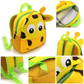 Bkrdty Children's Backpack Cute Nursery Bag with Cute Animals Design for Boys Girls for Preschool Nursery School Travel 1-5 Years, years giraffe, cute