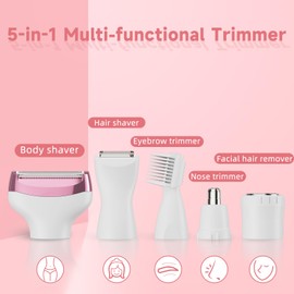 RUIM Electric Shaver for Women 5-in-1 Women's Razors Rechargeable Cordless Ladies Trimmer for Arms, Legs, Body, Face, Nose