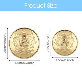 Teaaha 16 PCS Metal Blazer Button Set, 2 Sizes Gold Buttons for Blazer Vintage Gold Blazer Buttons Metal Replacement Buttons for Jeans, Coat, Blazer, Suits, Jacket (18mm 25mm) (Gold)