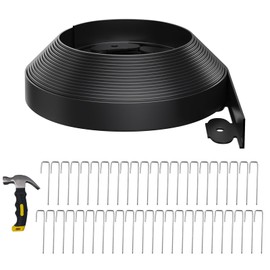 2 Inch Tall 33FT Landscape Edging with 45Pcs Metal Spikes, Plastic Garden Edging Border Landscape Edging Lawn Edging for Landscaping, Flower Bed, Paver, Yard