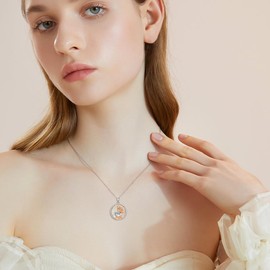 YAFEINI Mermaid Necklace for Women Girls 925 Sterling Silver Blue Mermaid Pendant Necklace Ocean Jewellery Gift, Sterling Silver, Moonstone