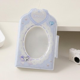 SZHTSWU 3 Inch Mini Photo Albums 40 Pockets, Kpop Photocard Holder Book Photocard Binder Bowknot Bow Tie Pattern Photo Card Holder with Chain Picture Album for Photo Cards Picture (Blue)