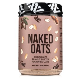Naked Oats - Chocolate PB Overnight Oats, 20g Grass-Fed Protein, Gluten-Free Oatmeal Instant Breakfast or Shake, High Protein Oatmeal, High Fiber Breakfast Shake, Non GMO, No Soy - 12 Servings