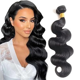 Tuheerst Real Hair Weft Bundles, Human Hair Bundles, Body Wave Bundles, Natural Black Colour Bundles, Human Hair Weave, Grade 8A, 100% Unprocessed Human Hair, Double Weft Extensions, 22 Inches (56 cm)