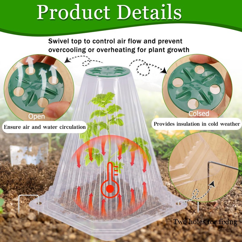 VICAMB 20 Pack Garden Cloches for Plants with 40PCS Ground