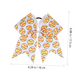 FRCOLOR 5 Pcs Softball Hair Ties with Bow No Damage Sports Hair Bands Fun Ribbons for Active for Sports Events and Daily Wear