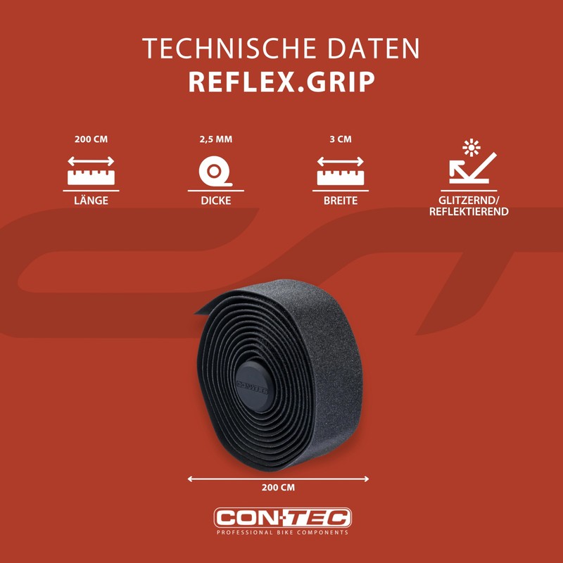 CONTEC CT 03199996 Handlebar Tape Reflex Grip Black 200 mm