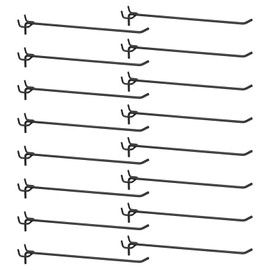 sourcing map 25pcs Pegboard Shelving Hooks 10" Stainless Steel Peg Board Display Hook Hanging Holders Wall Mount Organize Tools for Workbench Garage Kitchen Store, Black