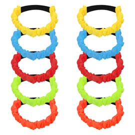 FESSOSKO Pack of 10 3 Leg Racing Bands, 5 Colours, Elastic Colourful Tying Rope for Adults, Children, for Season Running, Field Day, Backyard