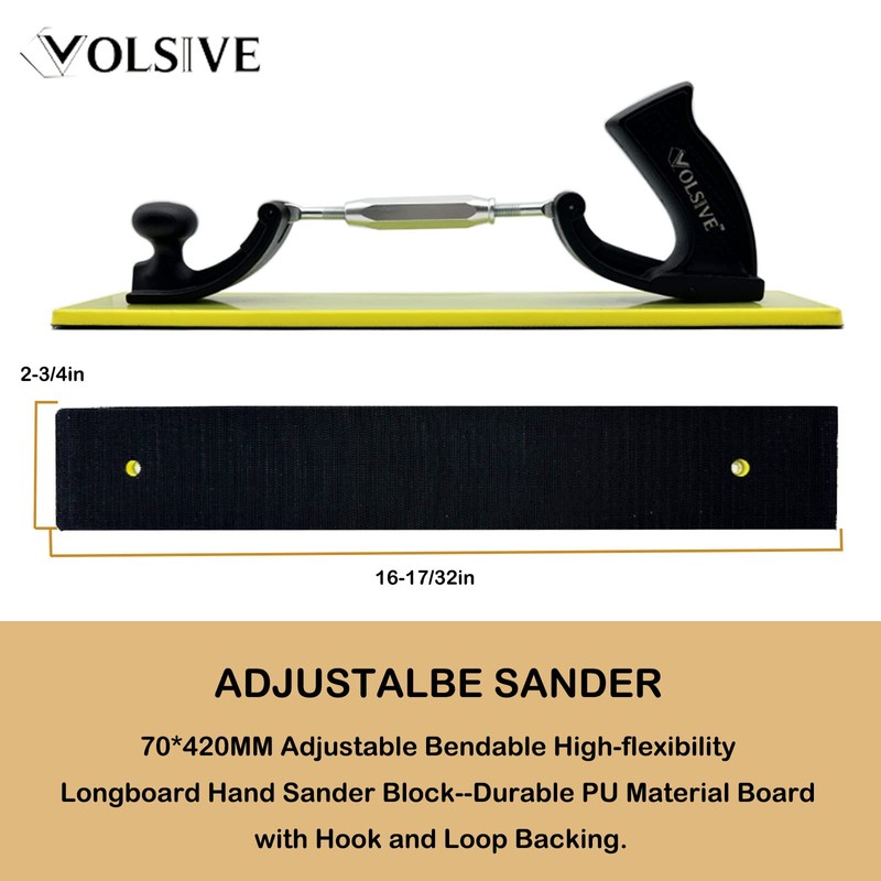 VOLSIVE Adjustable Sander Longboard Flexible Hand Sanding Blocks with Hook