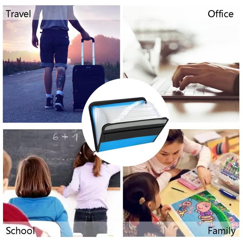 TRANBO 13 Pockets Expanding File Folder with Zipper Closure, A4