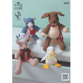 King Cole Toy Animals in Aran & DK Knitting Pattern 3000