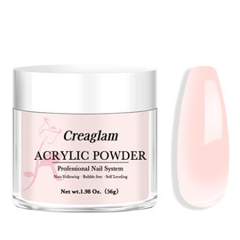 Creaglam Acrylic Powder for Nail 56g: 2oz Petal Pink Acrylic Powder Large Capacity Professional for 3D Art Carving French Extension - DIY Nail Carving Long-Lasting No Needed Lamp