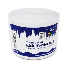 Bright Ideas Icicle Edge Corrugated Border School Displays Arts and Crafts, 1 Roll,10cm x 7.5m, Matte White Icicle Border Roll