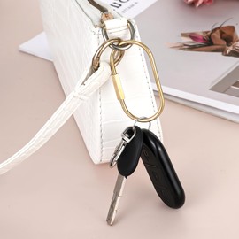 JIYIN 2.4 x 1.34 Inch Brass Screw Lock Keychain, 2 Pcs Durable Gold Key Ring Holder Vintage Brass Keychain Simple Style Big Key Ring for Car Keys for Men Women