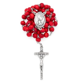 Mondo Cattolico Rosary Beads Catholic for Women and Men Blessed During Pope Angelus 5 Decade Rosary in Pope John Paul II Rose Petals - Perfect Catholic, Pink, No Gemstone