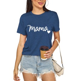 Mama Shirts for Women & Mom Gifts - Cotton Blend Round Neck Tee with Bold Mama Print
