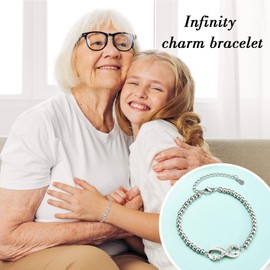 EYQV Granddaughter Gifts, Infinity Charm Bracelet Granddaughter Gifts from Grandparents, Best Granddaughter Birthday Christmas Gifts, Secret Santa Gifts Stocking Fillers for Women Teenage Girls