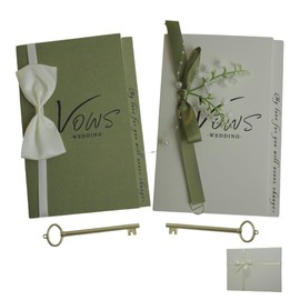 Elegant Wedding Vow Books Set for Bride & Groom – Minimalist Design with Green & White, Perfect Wedding Ceremony Keepsake with Lined Pages for Vows and Declarations (Modern, Emerald Lily)
