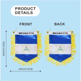 Nicaragua Hanging Flag with Suction Cup Double Sided Mini 4x6 Inch Nicaraguan Banner Decorations for Car Home Wall Door Window