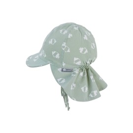 Sterntaler Boys' Peaked Cap with Neck Protection and Ties, light green