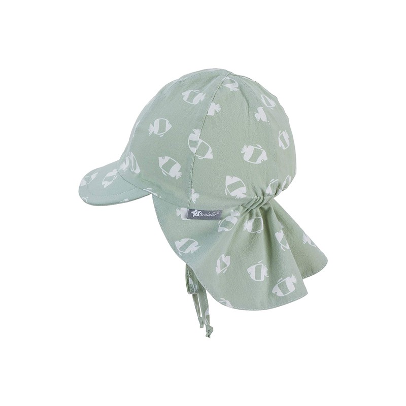 Sterntaler Boys' Peaked Cap with Neck Protection and Ties, light