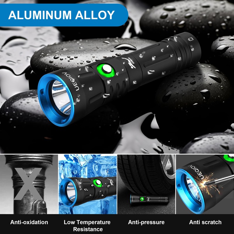 UEQIOV Dive Light Scuba Diving Flashlight Dive Torch Rechargeable,3500Lumens 6