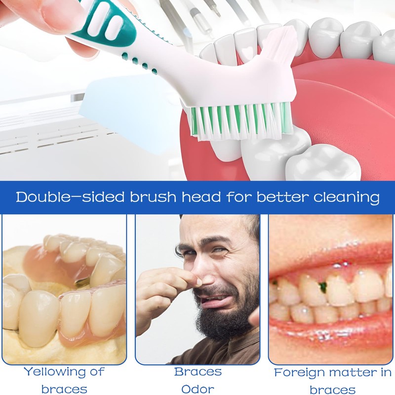 Pack of 4 Denture Toothbrushes, Denture Brush, with Multilayer Bristles