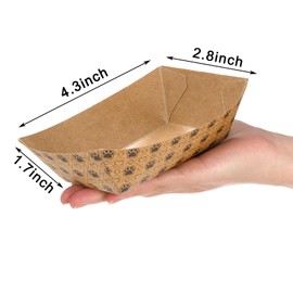 SOUJOY 100 Pack Disposable Pets Food Bowls, 2 lb Paper Travel Cat Feeding Bowl, Boat Foot Print Design Food Serving Trays for Wet and Dry Food, Small Dog Puppy, Cat